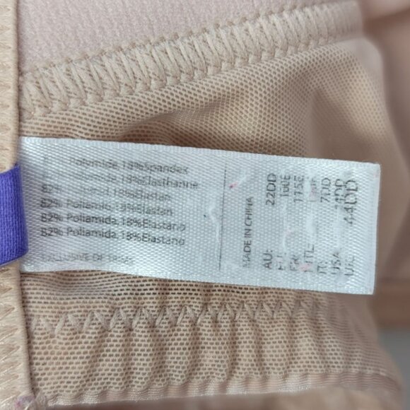 Parfait Full Coverage TShirt Bra Tan 44DD Underwire Light Pad Adj Striped Aline - Picture 10 of 10